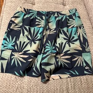 Quiksilver Men's Leaf Print Hybrid Shorts - Navy and Teal